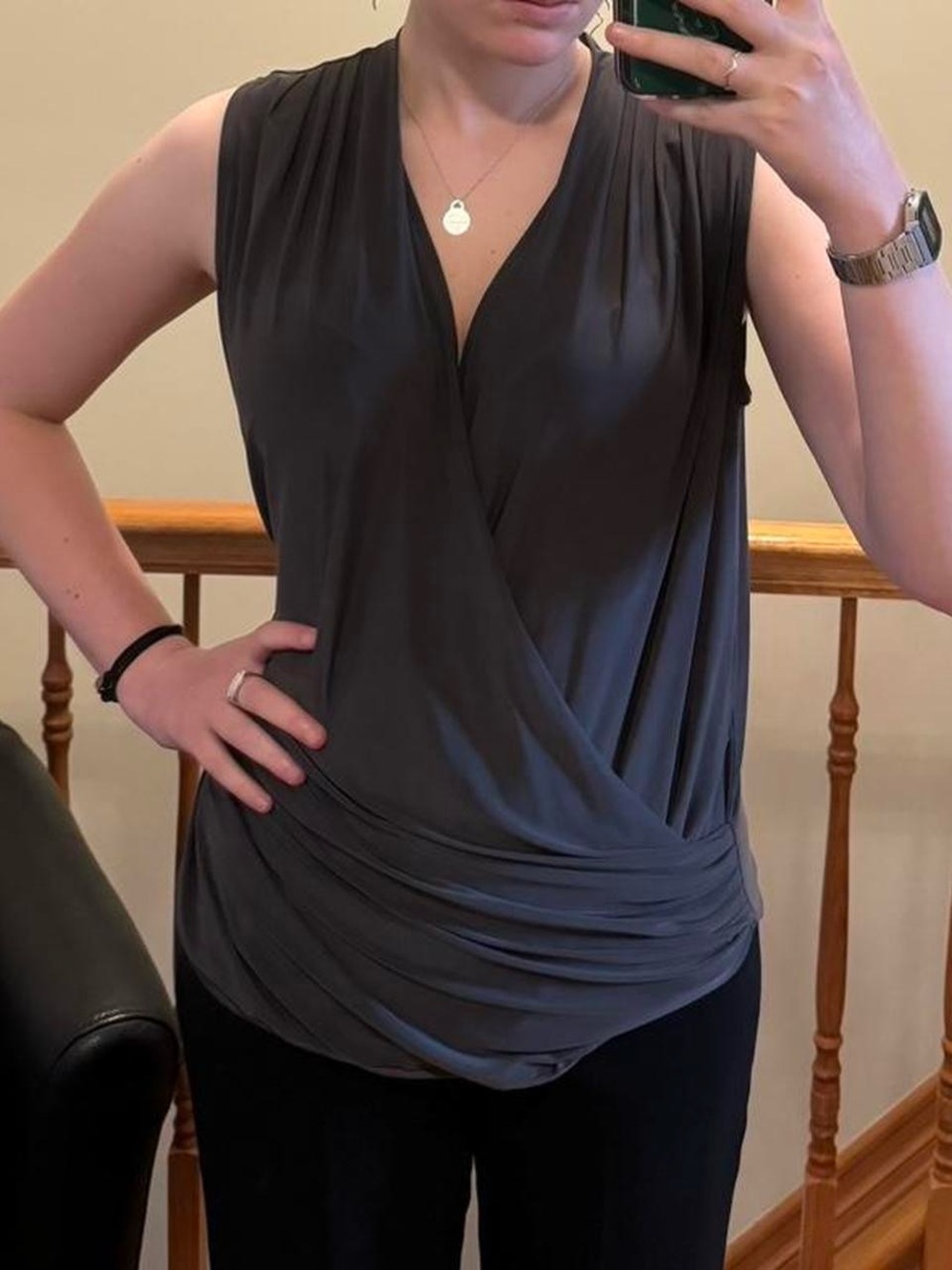 nic + zoe grey business casual office siren blouse
